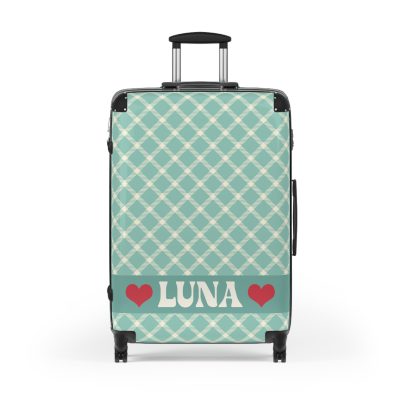 Custom Retro Plaid Suitcase - A classic plaid pattern suitcase with customizable design, the perfect travel companion for stylish explorers.