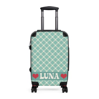 Custom Retro Plaid Suitcase - A classic plaid pattern suitcase with customizable design, the perfect travel companion for stylish explorers.