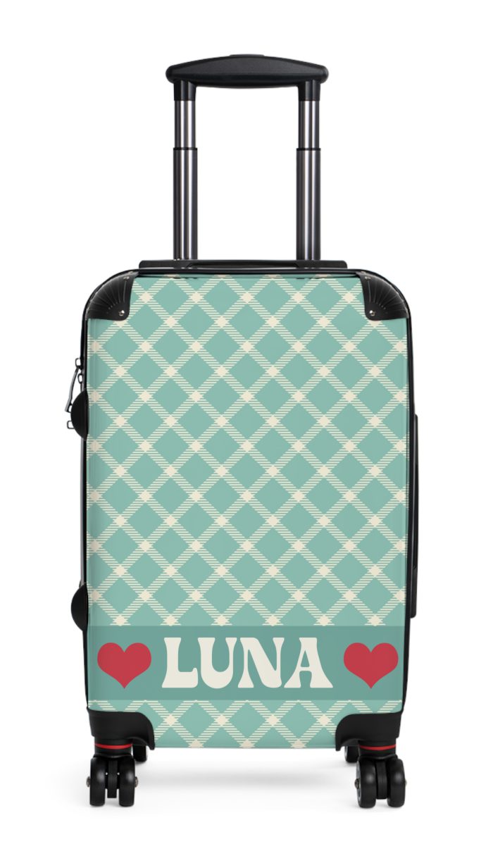 Custom Retro Plaid Suitcase - A classic plaid pattern suitcase with customizable design, the perfect travel companion for stylish explorers.