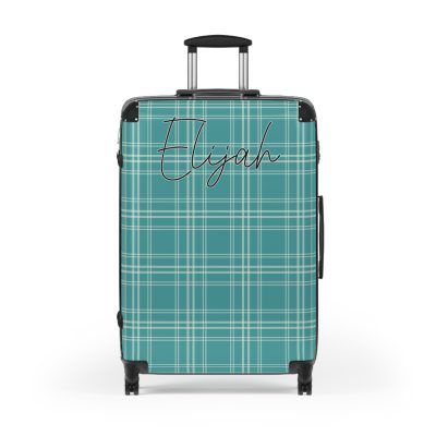 Custom Retro Plaid Suitcase - A classic plaid pattern suitcase with customizable design, the perfect travel companion for stylish explorers.