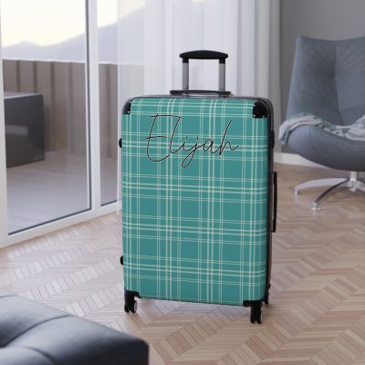 Custom Retro Plaid Suitcase - A classic plaid pattern suitcase with customizable design, the perfect travel companion for stylish explorers.