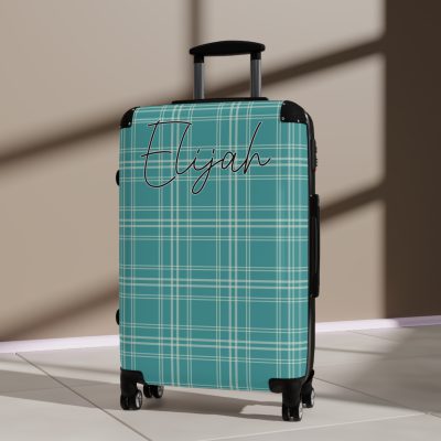 Custom Retro Plaid Suitcase - A classic plaid pattern suitcase with customizable design, the perfect travel companion for stylish explorers.