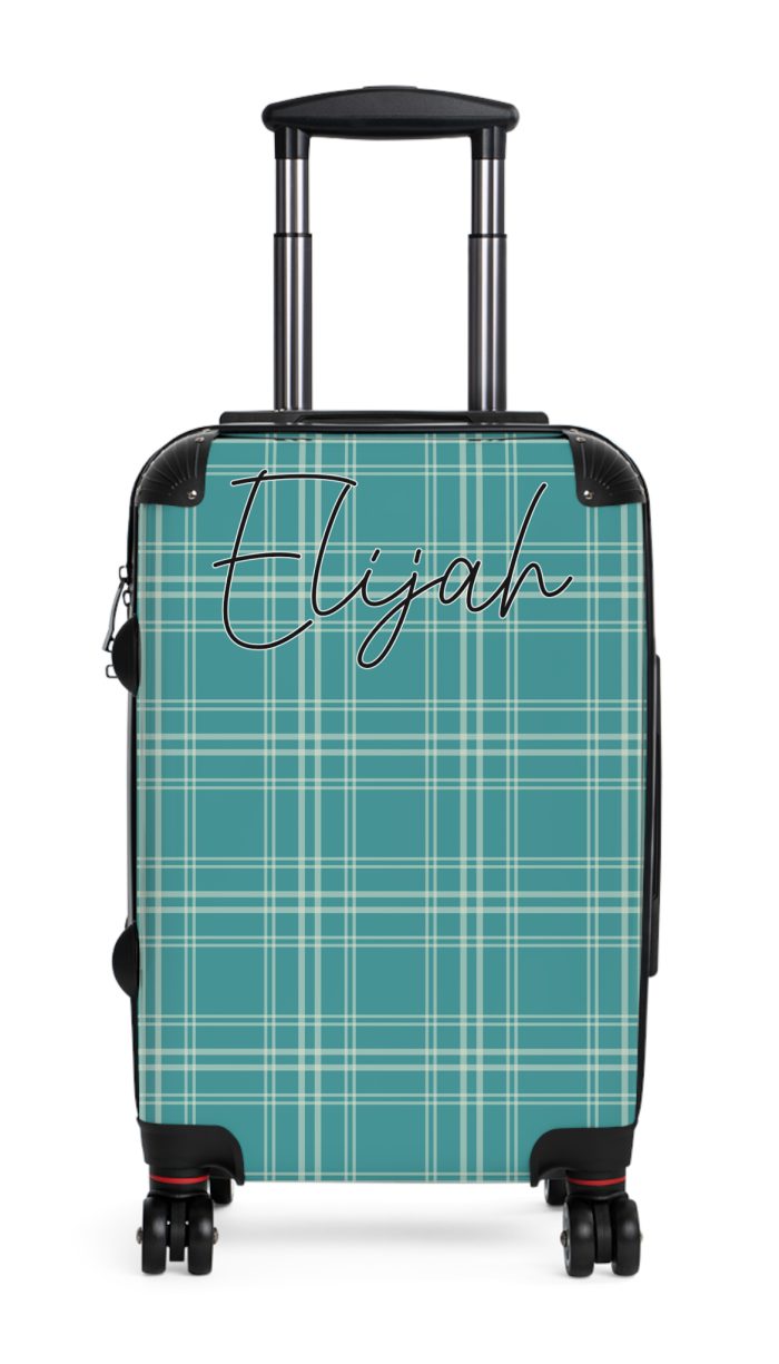 Custom Retro Plaid Suitcase - A classic plaid pattern suitcase with customizable design, the perfect travel companion for stylish explorers.