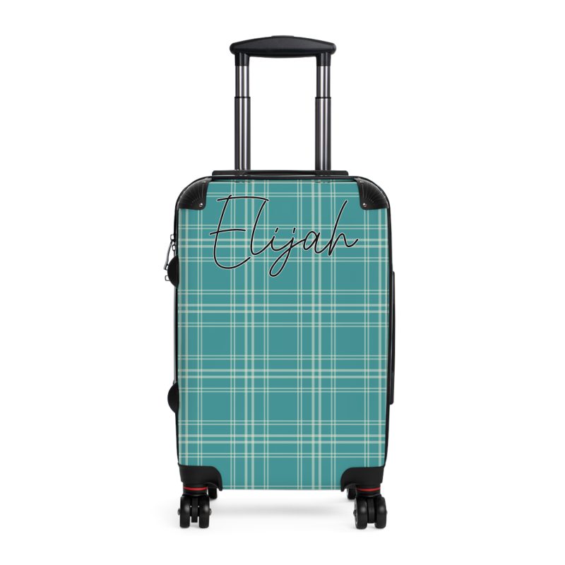 Custom Retro Plaid Suitcase - A classic plaid pattern suitcase with customizable design, the perfect travel companion for stylish explorers.