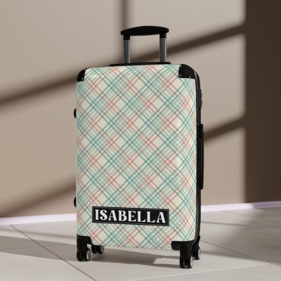 Custom Retro Plaid Suitcase - A classic plaid pattern suitcase with customizable design, the perfect travel companion for stylish explorers.