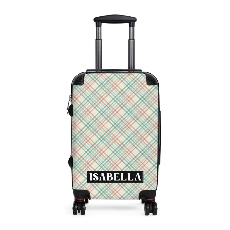 Custom Retro Plaid Suitcase - A classic plaid pattern suitcase with customizable design, the perfect travel companion for stylish explorers.