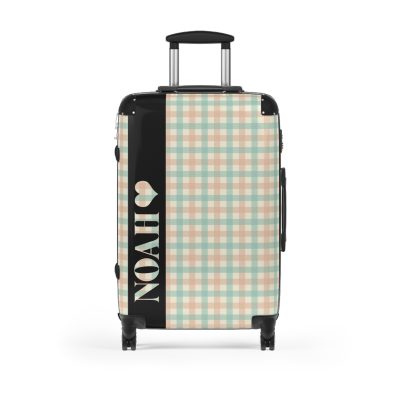 Custom Retro Plaid Suitcase - A classic plaid pattern suitcase with customizable design, the perfect travel companion for stylish explorers.