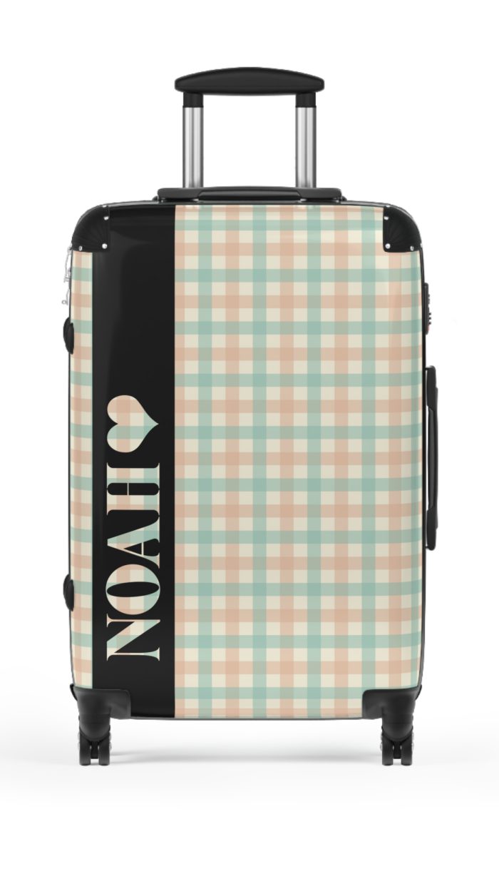 Custom Retro Plaid Suitcase - A classic plaid pattern suitcase with customizable design, the perfect travel companion for stylish explorers.