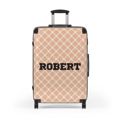 Custom Retro Plaid Suitcase - A classic plaid pattern suitcase with customizable design, the perfect travel companion for stylish explorers.