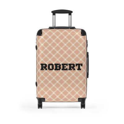 Custom Retro Plaid Suitcase - A classic plaid pattern suitcase with customizable design, the perfect travel companion for stylish explorers.