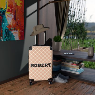 Custom Retro Plaid Suitcase - A classic plaid pattern suitcase with customizable design, the perfect travel companion for stylish explorers.