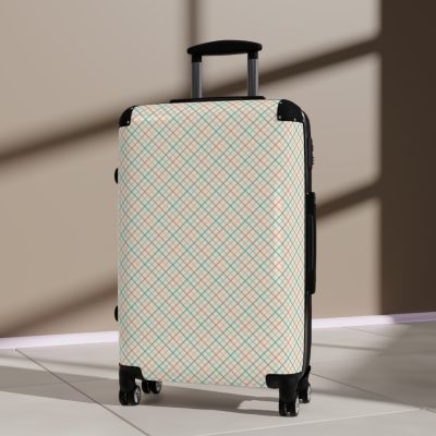 Retro Plaid Suitcase - A classic suitcase featuring vintage plaid design, perfect for travelers who love timeless style.