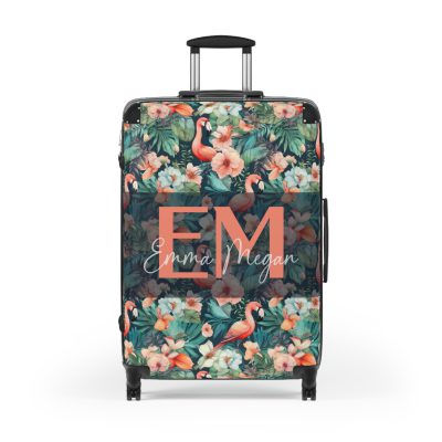 Custom Flamingo Suitcase - A personalized travel companion featuring vibrant flamingo design, adding a touch of uniqueness to your journeys.