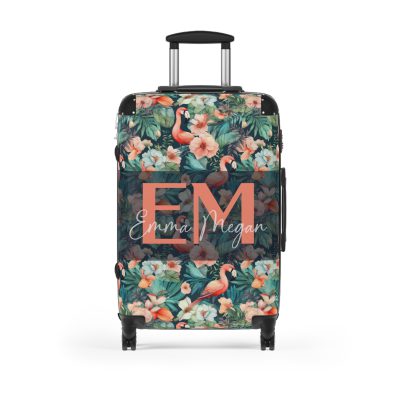 Custom Flamingo Suitcase - A personalized travel companion featuring vibrant flamingo design, adding a touch of uniqueness to your journeys.