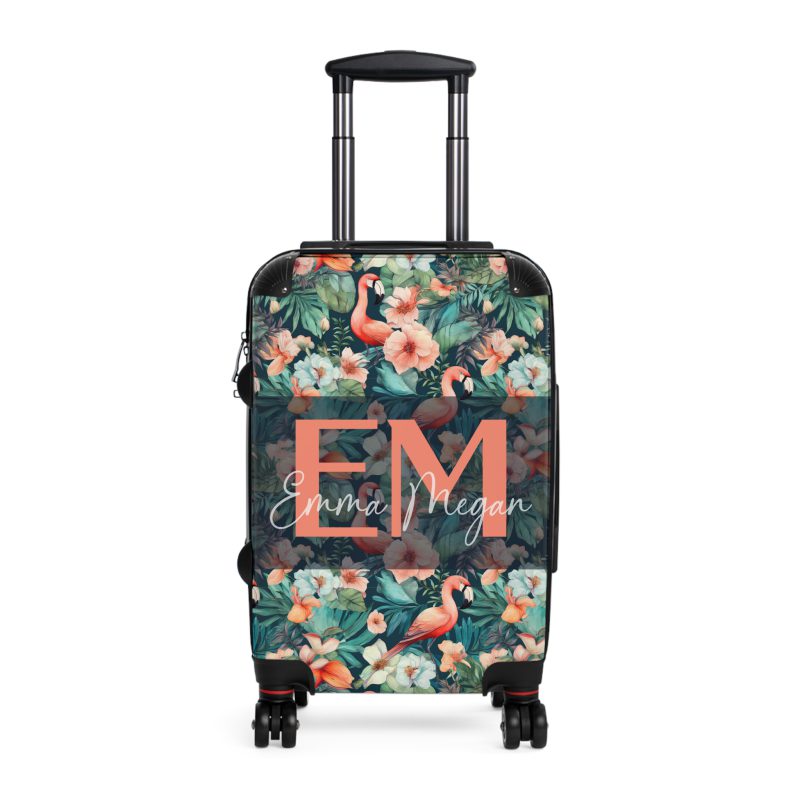 Custom Flamingo Suitcase - A personalized travel companion featuring vibrant flamingo design, adding a touch of uniqueness to your journeys.