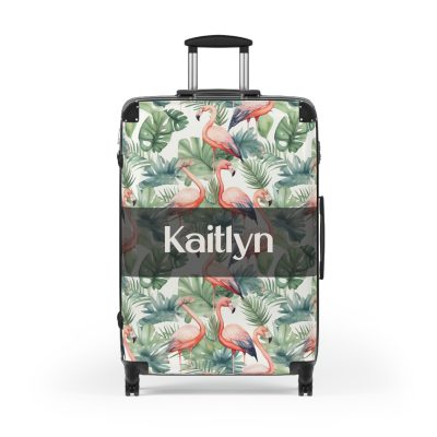 Custom Flamingo Suitcase - A personalized travel companion featuring vibrant flamingo design, adding a touch of uniqueness to your journeys.