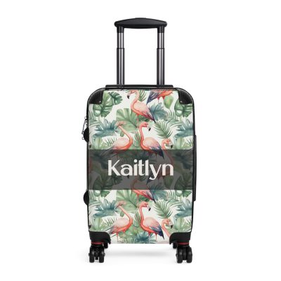 Custom Flamingo Suitcase - A personalized travel companion featuring vibrant flamingo design, adding a touch of uniqueness to your journeys.