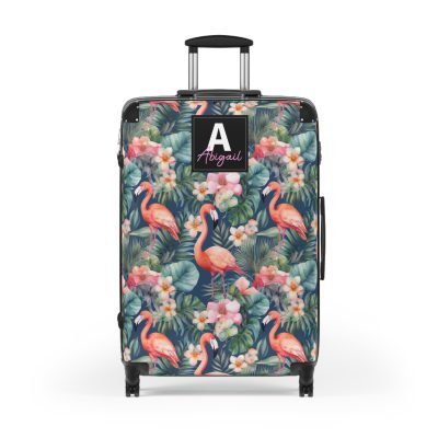 Custom Flamingo Suitcase - A personalized travel companion featuring vibrant flamingo design, adding a touch of uniqueness to your journeys.