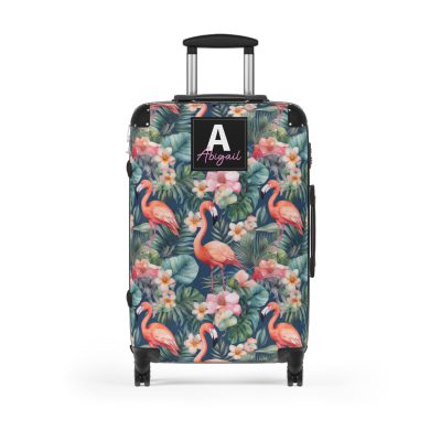 Custom Flamingo Suitcase - A personalized travel companion featuring vibrant flamingo design, adding a touch of uniqueness to your journeys.