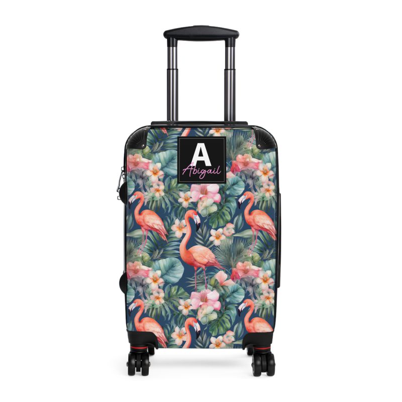 Custom Flamingo Suitcase - A personalized travel companion featuring vibrant flamingo design, adding a touch of uniqueness to your journeys.