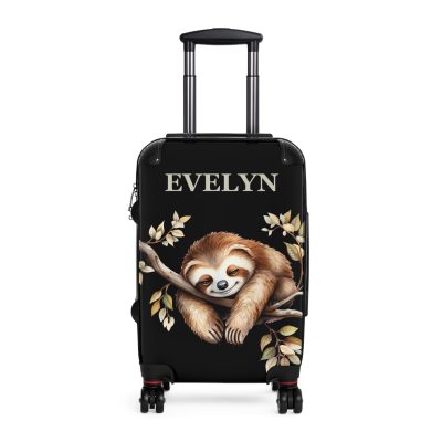 Custom Sloth Suitcase - Adorable personalized travel luggage featuring a cute sloth design.