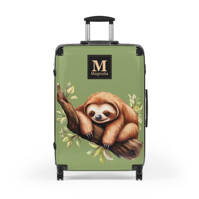 Custom Sloth Suitcase - Adorable personalized travel luggage featuring a cute sloth design.