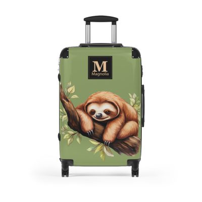 Custom Sloth Suitcase - Adorable personalized travel luggage featuring a cute sloth design.