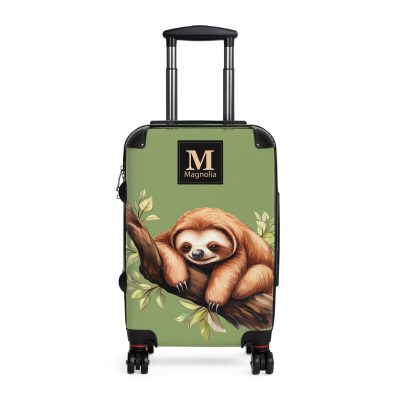 Custom Sloth Suitcase - Adorable personalized travel luggage featuring a cute sloth design.