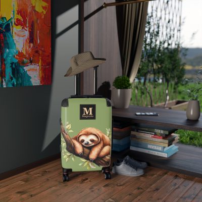 Custom Sloth Suitcase - Adorable personalized travel luggage featuring a cute sloth design.