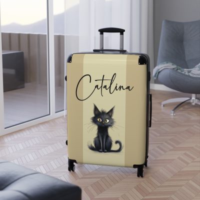 Custom Black Cat Suitcase - A chic and playful travel companion featuring sleek black design and adorable cat illustrations for a whimsical touch.