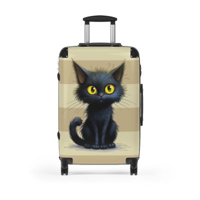 Black Cat Suitcase - A stylish travel companion featuring a sleek black design adorned with charming cat illustrations for a touch of whimsy.