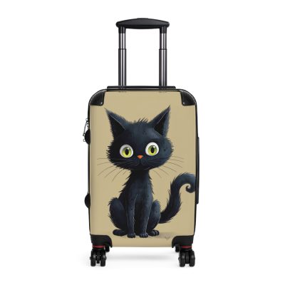 Black Cat Suitcase - A stylish travel companion featuring a sleek black design adorned with charming cat illustrations for a touch of whimsy.