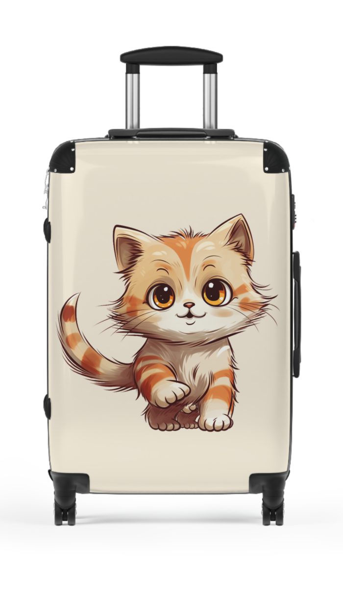 Cute Cat Suitcase - A charming travel companion adorned with adorable cat illustrations, blending cuteness with practicality for your journeys.