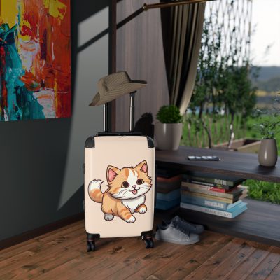 Cute Cat Suitcase - A charming travel companion adorned with adorable cat illustrations, blending cuteness with practicality for your journeys.