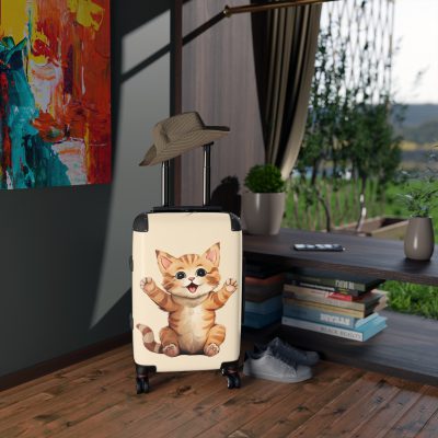 Cute Cat Suitcase - A charming travel companion adorned with adorable cat illustrations, blending cuteness with practicality for your journeys.