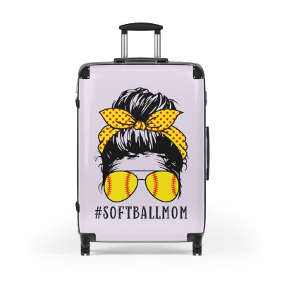 Softball Mom Suitcase - A personalized luggage choice designed for moms who love softball, featuring unique softball-themed accents.