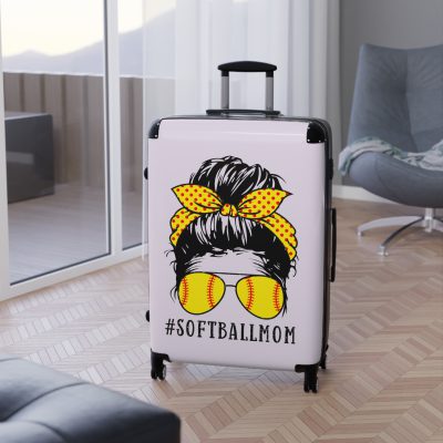 Softball Mom Suitcase - A personalized luggage choice designed for moms who love softball, featuring unique softball-themed accents.