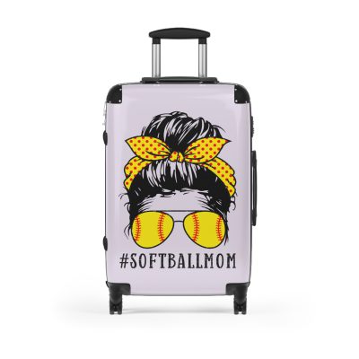 Softball Mom Suitcase - A personalized luggage choice designed for moms who love softball, featuring unique softball-themed accents.