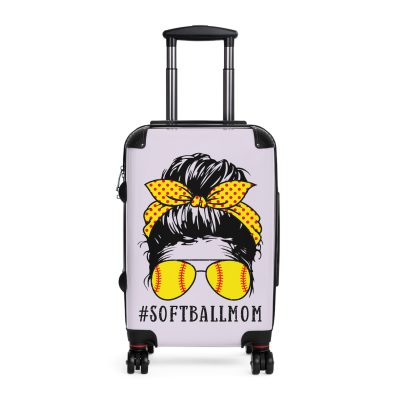 Softball Mom Suitcase - A personalized luggage choice designed for moms who love softball, featuring unique softball-themed accents.