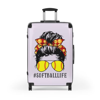 Softball Life Suitcase - A sporty luggage choice for those who embrace the softball lifestyle, featuring unique softball-themed design elements.