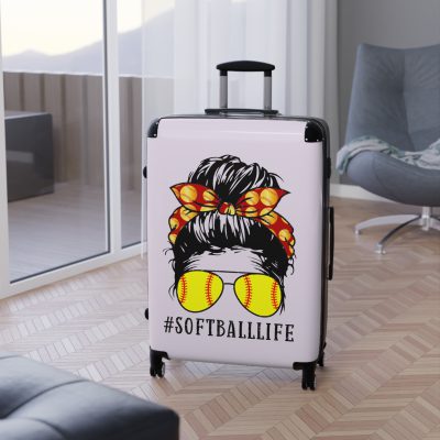 Softball Life Suitcase - A sporty luggage choice for those who embrace the softball lifestyle, featuring unique softball-themed design elements.