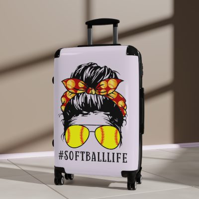 Softball Life Suitcase - A sporty luggage choice for those who embrace the softball lifestyle, featuring unique softball-themed design elements.