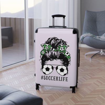 Soccer Life Suitcase - A sporty travel companion for those who live the soccer life. Stylish design meets functionality for the avid football enthusiast.