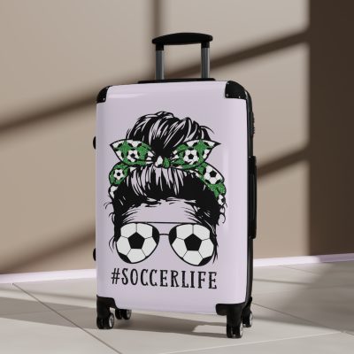 Soccer Life Suitcase - A sporty travel companion for those who live the soccer life. Stylish design meets functionality for the avid football enthusiast.