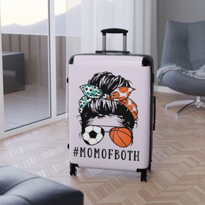 Soccer Basketball Mom Suitcase - A slam dunk in style for moms juggling soccer games and basketball courts with finesse.