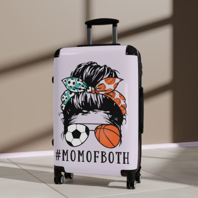 Soccer Basketball Mom Suitcase - A slam dunk in style for moms juggling soccer games and basketball courts with finesse.