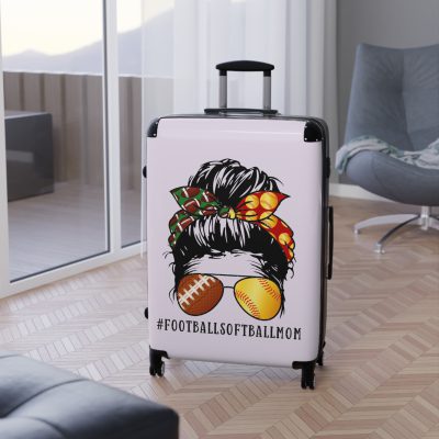 Football Softball Mom Suitcase - A stylish and versatile companion for moms cheering on football fields and softball diamonds.