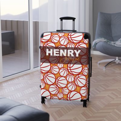 Custom Basketball Suitcase - Durable, personalized luggage with a custom basketball-themed design, ideal for sports lovers who travel in style.