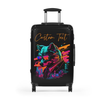 Custom Gangster Wolf Suitcase - Edgy luggage featuring a personalized gangster wolf design for the adventurous traveler.