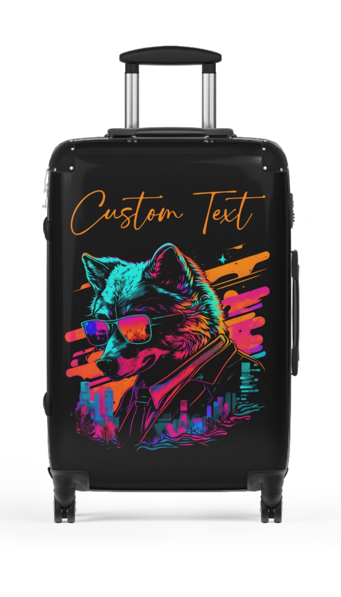 Custom Gangster Wolf Suitcase - Edgy luggage featuring a personalized gangster wolf design for the adventurous traveler.